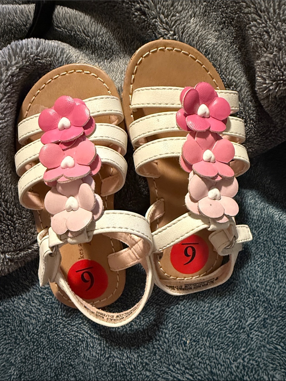 cupcakes & cashmere Cream Strappy Sandals with Pink Floral Accents